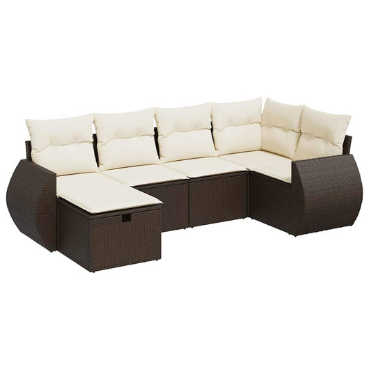 vidaXL Set Divano da Giardino 6 pz con Cuscini Marrone in Polyrattan