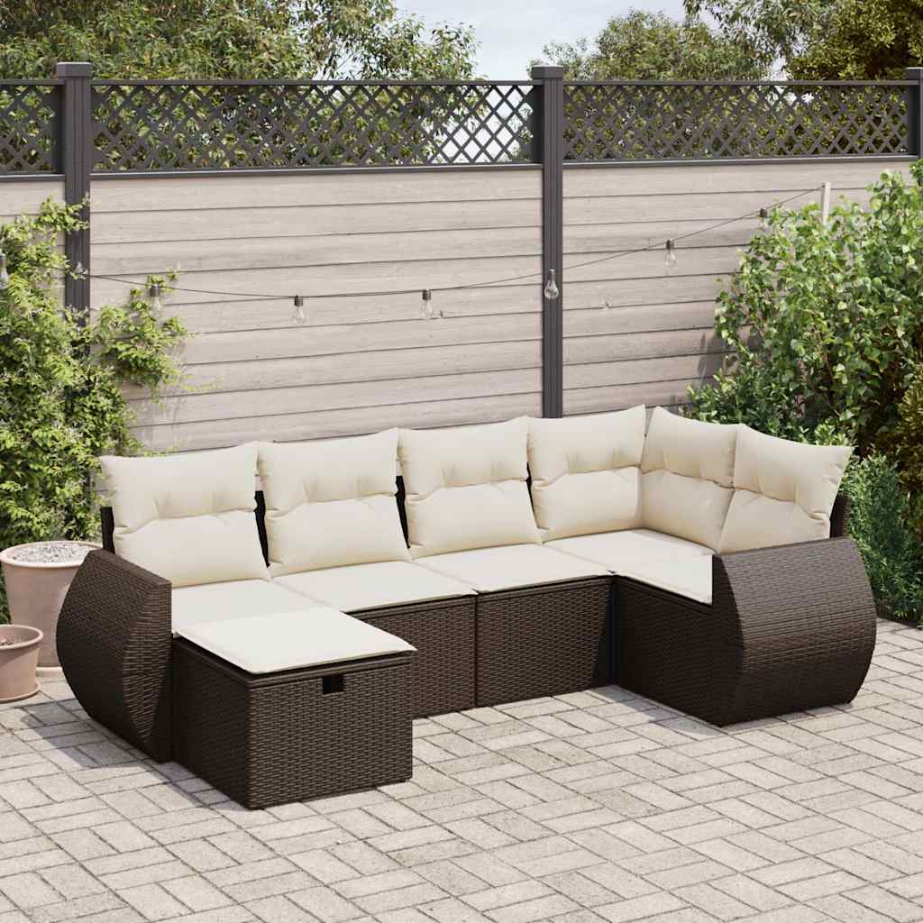 vidaXL Set Divano da Giardino 6 pz con Cuscini Marrone in Polyrattan