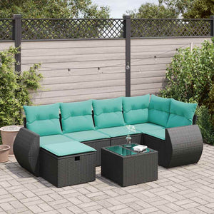 Set Divani da Giardino con Cuscini 7pz Nero Polyrattan 3325593