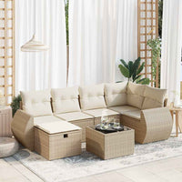 vidaXL Set Divani da Giardino 7 pz con Cuscini Beige in Polyrattan