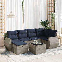 vidaXL Set Divani da Giardino 7 pz con Cuscini Grigio in Polyrattan
