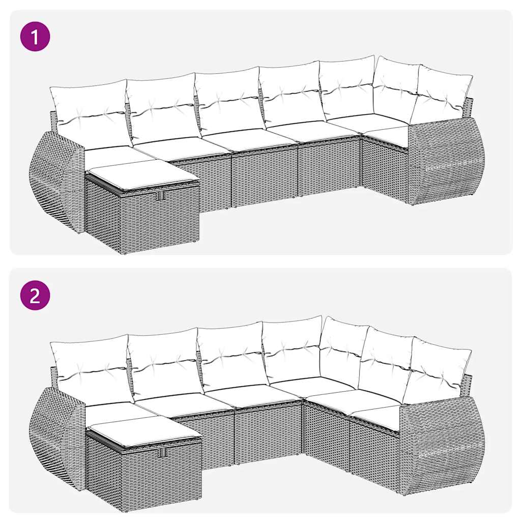 Set Divani da Giardino con Cuscini 7pz Nero Polyrattan 3325603
