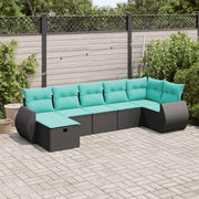 Set Divani da Giardino con Cuscini 7pz Nero Polyrattan 3325603