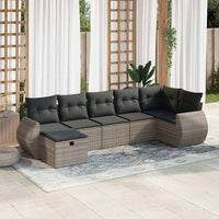 vidaXL Set Divani da Giardino 7 pz con Cuscini Grigio in Polyrattan