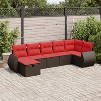 vidaXL Set Divani da Giardino 7 pz con Cuscini Marrone in Polyrattan
