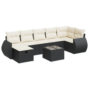vidaXL Set Divani da Giardino con Cuscini 8 pz Nero in Polyrattan