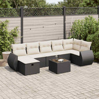 vidaXL Set Divani da Giardino con Cuscini 8 pz Nero in Polyrattan