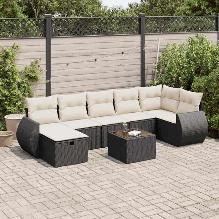 vidaXL Set Divani da Giardino con Cuscini 8 pz Nero in Polyrattan