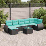Set Divani da Giardino con Cuscini 8 pz Nero in Polyrattan 3325613