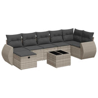 vidaXL Set Divano da Giardino 8pz con Cuscini Grigio Chiaro Polyrattan