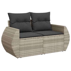 vidaXL Set Divano da Giardino 8pz con Cuscini Grigio Chiaro Polyrattan
