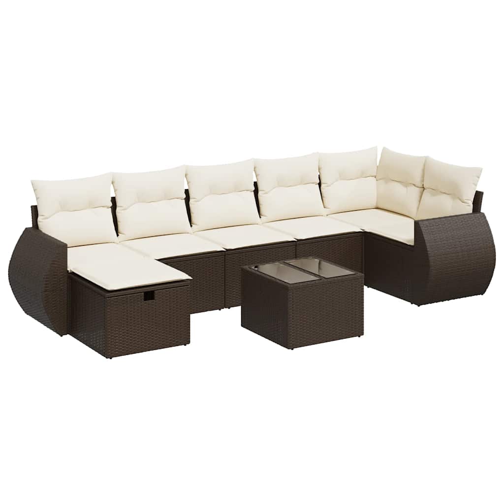 vidaXL Set Divani da Giardino 8 pz con Cuscini Marrone in Polyrattan