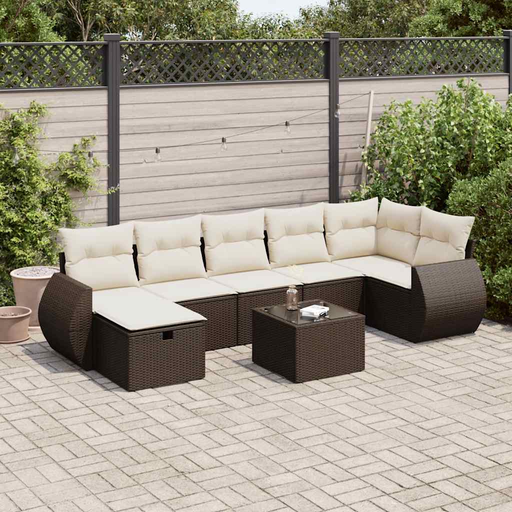 vidaXL Set Divani da Giardino 8 pz con Cuscini Marrone in Polyrattan