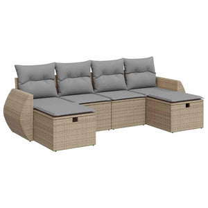vidaXL Set Divano da Giardino 6 pz con Cuscini Beige in Polyrattan