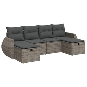 vidaXL Set Divano da Giardino 6 pz con Cuscini Grigio in Polyrattan