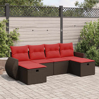 vidaXL Set Divano da Giardino 6 pz con Cuscini Marrone in Polyrattan