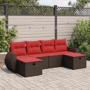 vidaXL Set Divano da Giardino 6 pz con Cuscini Marrone in Polyrattan