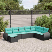 Set Divani da Giardino con Cuscini 8 pz Nero in Polyrattan 3325633