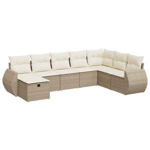 Set Divano da Giardino 8 pz con Cuscini Beige in Polyrattan 3325634