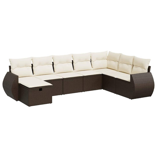 vidaXL Set Divani da Giardino 8 pz con Cuscini Marrone in Polyrattan