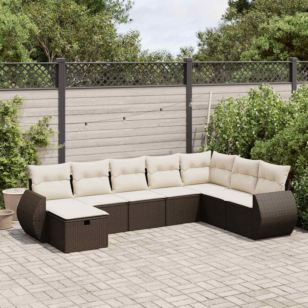 vidaXL Set Divani da Giardino 8 pz con Cuscini Marrone in Polyrattan