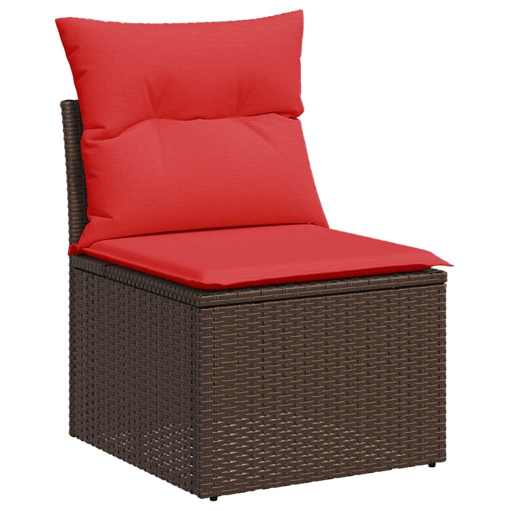 vidaXL Set Divani da Giardino 9pz con Cuscini Marrone in Polyrattan