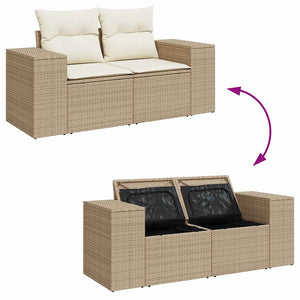 Set Divano da Giardino 4 pz con Cuscini Beige in Polyrattan