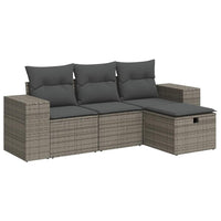 Set Divani da Giardino 4 pz con Cuscini in Polyrattan Grigio 3325656