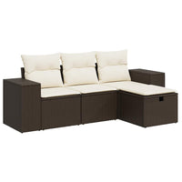 Set Divano da Giardino 4 pz con Cuscini-Sofa da Giardino-Divanetto da esterno Marrone in Polyrattan 544311