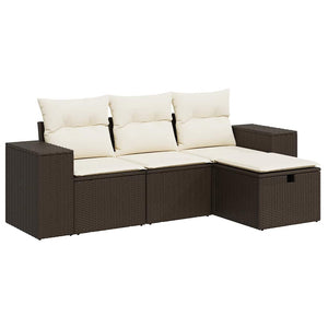 vidaXL Set Divano da Giardino 4 pz con Cuscini Marrone in Polyrattan