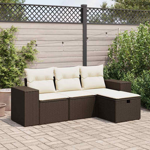 vidaXL Set Divano da Giardino 4 pz con Cuscini Marrone in Polyrattan