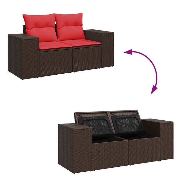 Set Divano da Giardino 4 pz con Cuscini-Sofa da Giardino-Divanetto da esterno Marrone in Polyrattan 150682