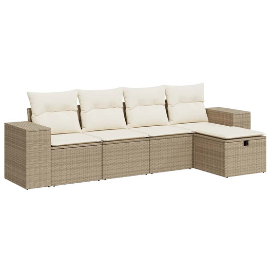vidaXL Set Divano da Giardino 5 pz con Cuscini Beige in Polyrattan