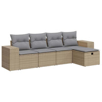 vidaXL Set Divano da Giardino 5 pz con Cuscini Beige in Polyrattan