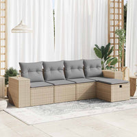 vidaXL Set Divano da Giardino 5 pz con Cuscini Beige in Polyrattan