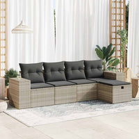 Set Divano da Giardino 5pz con Cuscini-Sofa da Giardino-Divanetto da esterno Grigio Chiaro Polyrattan 360402