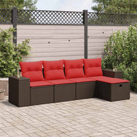 vidaXL Set Divano da Giardino 5 pz con Cuscini Marrone in Polyrattan