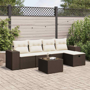 vidaXL Set Divano da Giardino 6 pz con Cuscini Marrone in Polyrattan