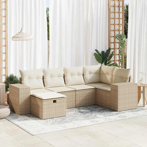 vidaXL Set Divano da Giardino 6 pz con Cuscini Beige in Polyrattan