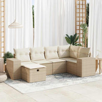 Set Divano da Giardino 6 pz con Cuscini Beige in Polyrattan 3325684