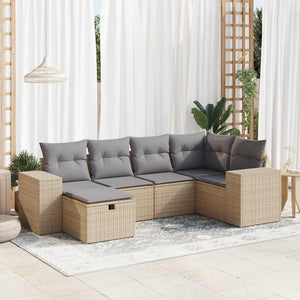 vidaXL Set Divano da Giardino 6 pz con Cuscini Beige in Polyrattan