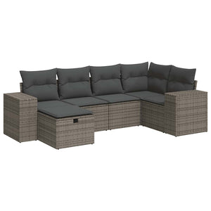 vidaXL Set Divano da Giardino 6 pz con Cuscini Grigio in Polyrattan