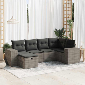 vidaXL Set Divano da Giardino 6 pz con Cuscini Grigio in Polyrattan