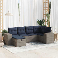 vidaXL Set Divano da Giardino 6 pz con Cuscini Grigio in Polyrattan
