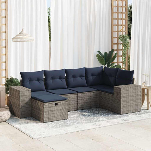 vidaXL Set Divano da Giardino 6 pz con Cuscini Grigio in Polyrattan
