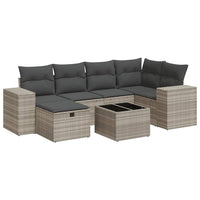 Set Divani da Giardino 7pz con Cuscini Grigio Chiaro Polyrattan 3325698