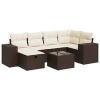 vidaXL Set Divani da Giardino 7 pz con Cuscini Marrone in Polyrattan