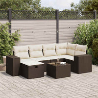 vidaXL Set Divani da Giardino 7 pz con Cuscini Marrone in Polyrattan