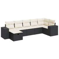 vidaXL Set Divani da Giardino con Cuscini 7pz Nero Polyrattan