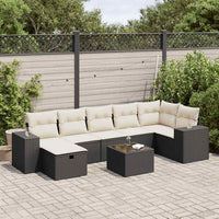 Set Divani da Giardino con Cuscini 8 pz Nero in Polyrattan